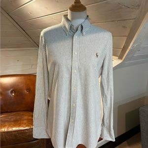 Ralph Lauren gray and white pinstripe blouse - size M